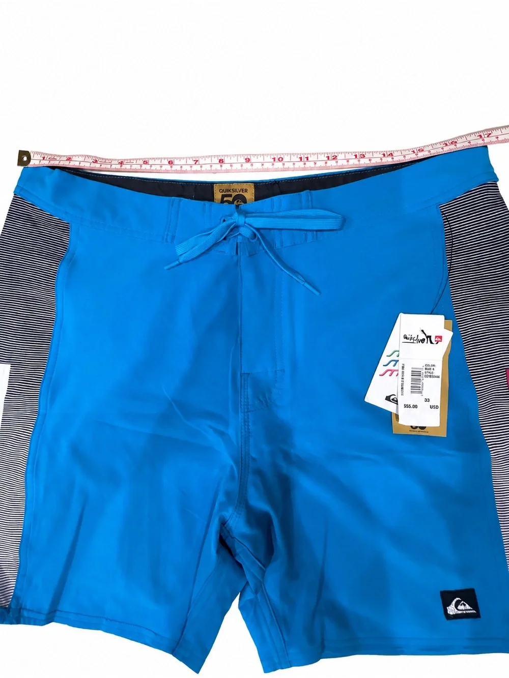 Men’s Quiksilver Bright Blue Swim Boardshorts with Graphic Side Panels